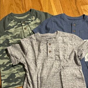 Jumping Beans Camouflage, Blue, and Gray Henley Tees